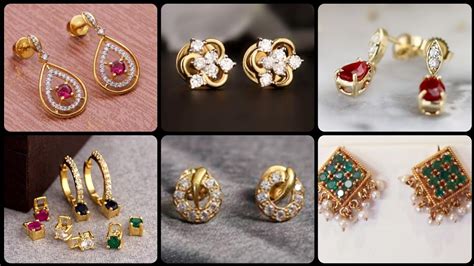 Gorgeous And Latest Light Weight Daily Wear Gold Stud Earrings Designs