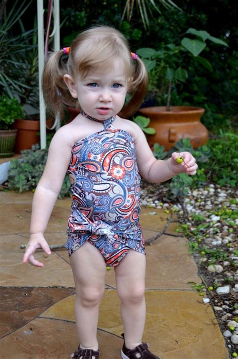 Girls Swimsuit Baby Bathing Suit Teal Paisley Print Wrap Etsy