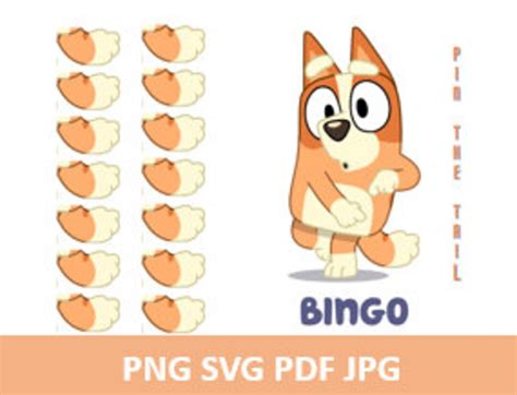 Bingo Pin The Tail On Bingo Party Favors Bluey Birthday Party Games