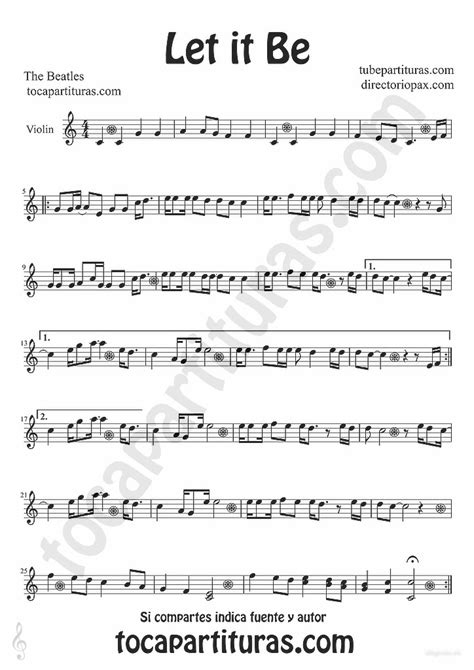 Tubescore Let It Be By The Beatles Sheet Music For Violin Pop Rock