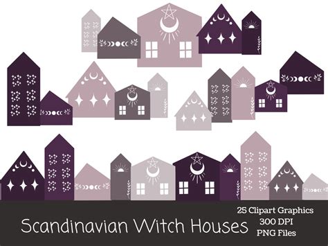 Scandinavian Christmas Clipart Nordic Christmas Witchy Etsy