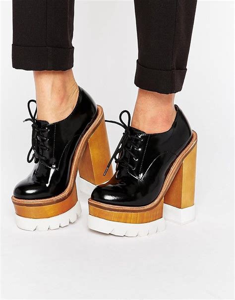 Jeffrey Campbell Mega Platform Chunky Lace Up Leather Heeled Shoes At