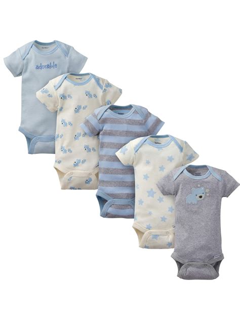 Gerber Gerber Baby Boy Organic Short Sleeve Onesies Bodysuits 5 Pack