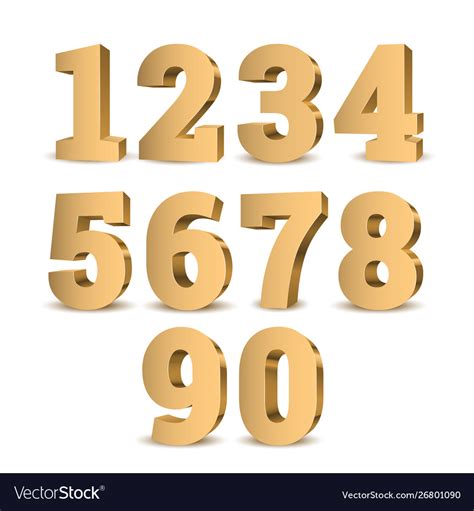 Gold 3d Numbers Royalty Free Vector Image Vectorstock