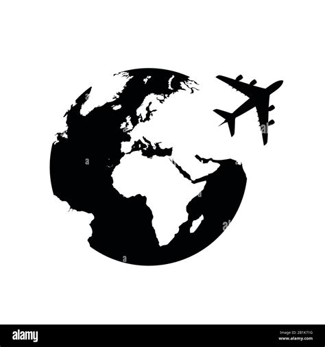 Plane Flying Around The Globe Travel Icon Vector Illustration Eps10