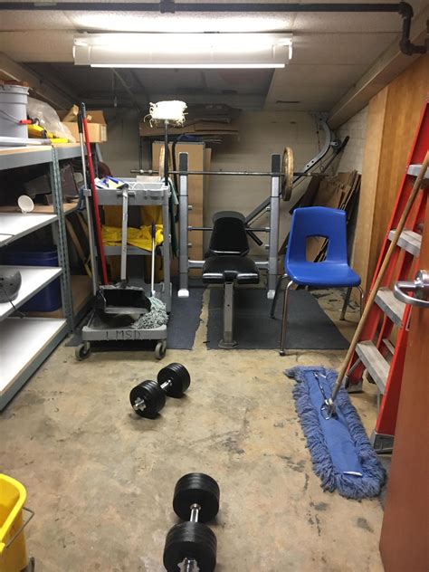 The Janitor at my school has a tiny gym in his closet... Get More #gifs