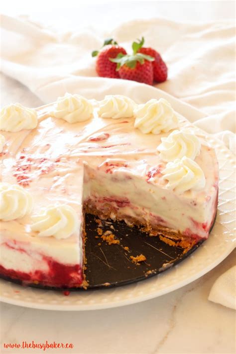 easy no bake strawberry swirl cheesecake recipe strawberry swirl cheesecake desserts baked