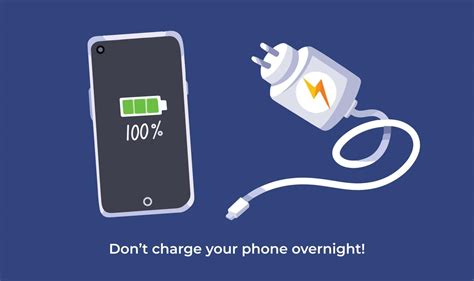Dont Charge Your Phone Overnight Vector Illustration Saving