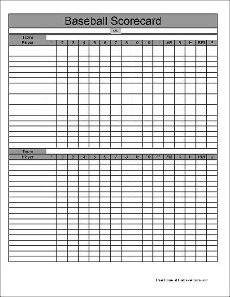 Free Basic Baseball Scorecard