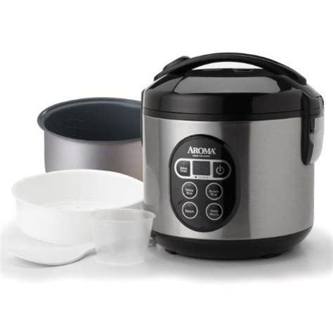 Aroma 8 Cup Cooked Digital Rice Cooker And Food Steamer Stainless