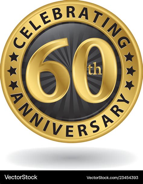Celebrating 60th Anniversary Gold Label Royalty Free Vector