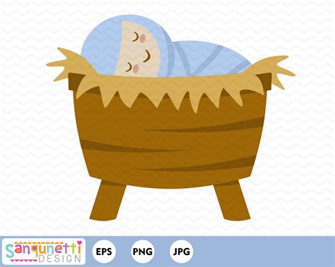 Baby Jesus Christmas Manger Clipart Religous Christan Graphic Etsy