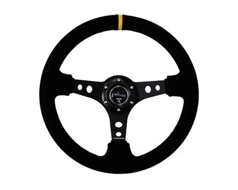 Nrg Suede With Yellow Center Mark 3inch Deep 350mm Sport Steering Wheel