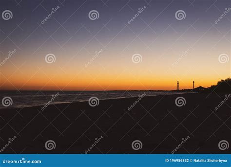 Picturesque Sunset Over The Sea Island Beach In Evening Dusk Twilight