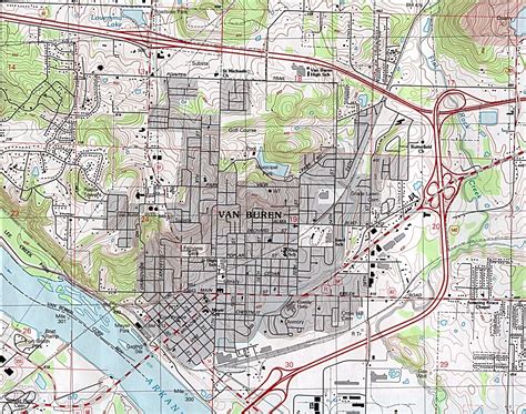 1up Travel Maps Of Arkansasvan Buren Topographic Map Original