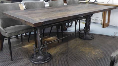 Industrial Style Dining Table With A Rectangular Reclaimed Wooden Top