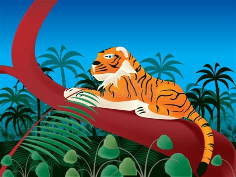 Tiger In Jungle Stock Vector Image Of Orange Tree Uncultivated