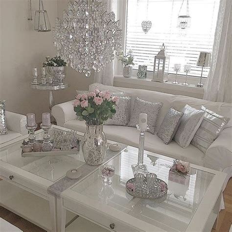 ᒪoᑌiᔕe ♡ Silver Living Room Romantic Living Room Glam Living Room