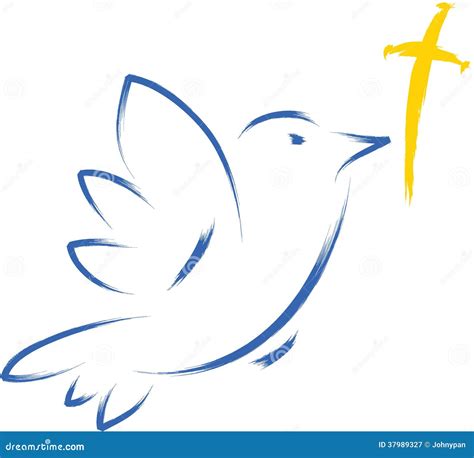 Dove With Cross Stock Vector Illustration Of Style Christianity