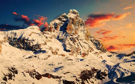 Snowy Mountain Sunset Wallpapers High Quality Resolution