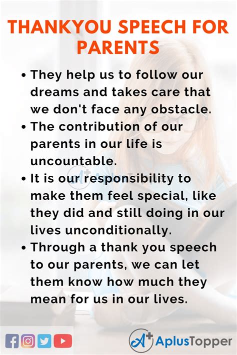 Thank You Speech For Parents In English For Students And Children A