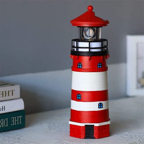 Lighthouse With Rotating Beacon Led Lights Decorative For Etsy Led