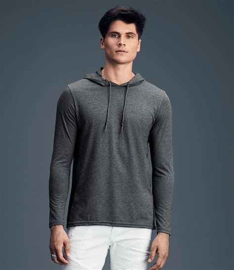 Anvil Lightweight Long Sleeve Hooded T Shirt Cotton Graphics