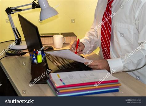 Man In Suit Works In Office Executive Man Signing Document Business