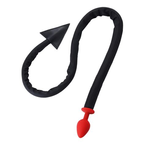 Role Play Black Devil Tail Silicone Anal Plug Whip Anal Apparatus Anal