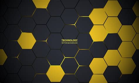 Premium Vector Dark Gray And Yellow Abstract Technology Hexagonal