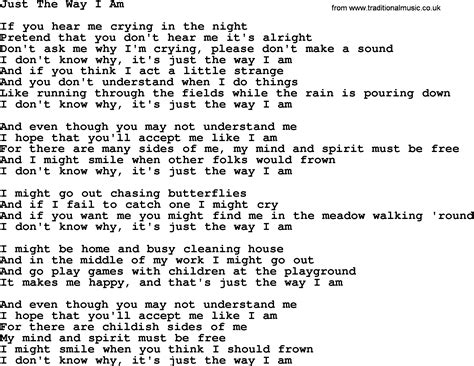 Dolly Parton Song Just The Way I Am Lyrics