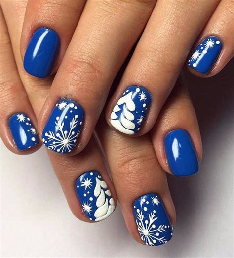 36 Deep Blue Nail Art Design For Winter Season