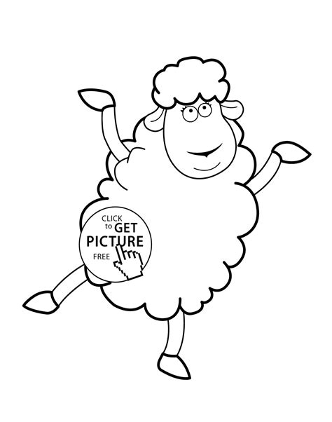 Funny Sheep Cartoon Animals Coloring Pages For Kids Printable Free