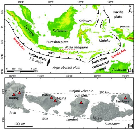 a map of the indonesian volcanic arc system showing the general download scientific diagram