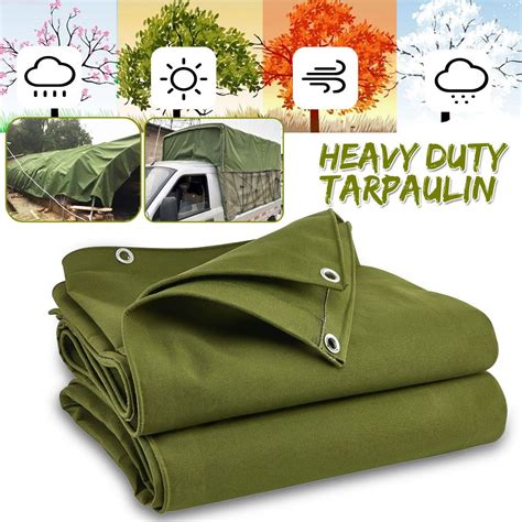 Heavy Duty Canvas Tarp Green Tarpaulin Outdoor Awning Cloth Sun Shelter