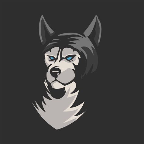 Cool Wolves Face Mascot E Sport Logo Design Isolated On Dark Grey