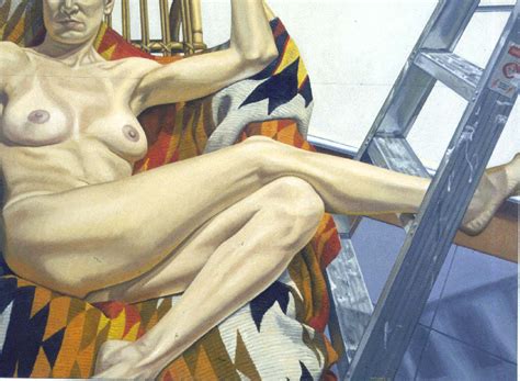 Nude With Navajo Rug And Aluminum Ladder Philip Pearlstein