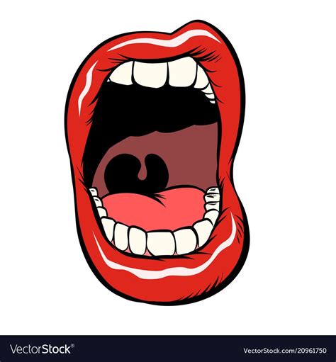 isolate on white background open mouth with teeth pop art retro vector illustration kitsch