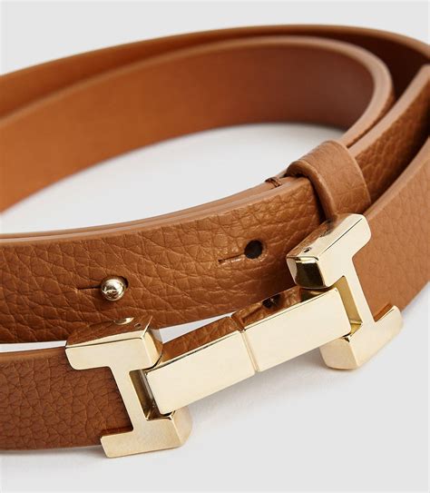 Reiss Leather Square Hinge Belt In Tan Brown Lyst
