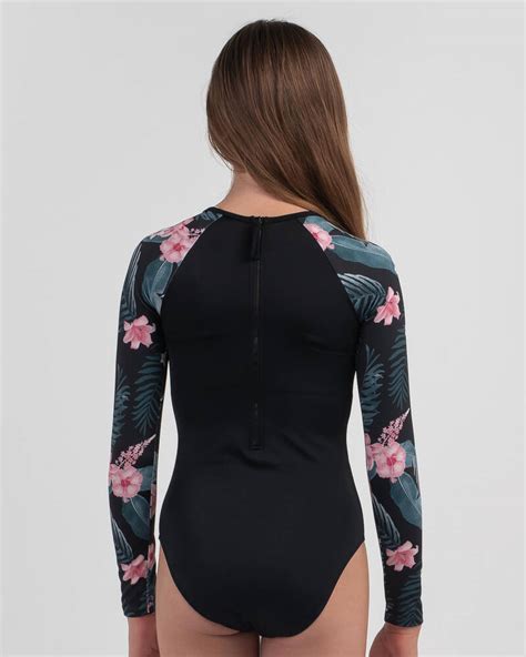 roxy girls mahalo tribe long sleeve surfsuit in mahalo tribe floral fast shipping and easy