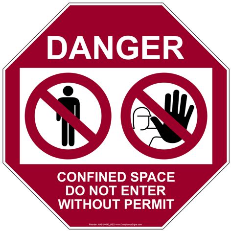 Danger Do Not Enter Sign Confined Space Permit Required Emedco Gambaran