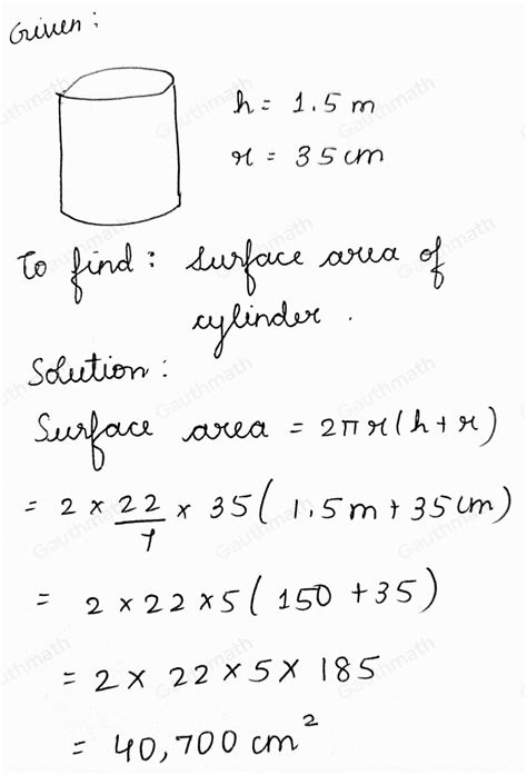 Kira Luas Permukaan Sebuah Silinder Yang Berje Gauthmath