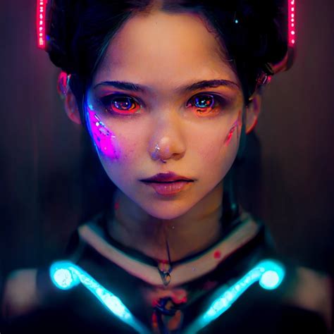 Magical Anime Girl Cyberpunk Cyber Lights Midjourney Openart
