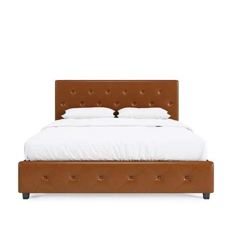 Dhp Dean 645 In W Camel Faux Leather Upholstered Queen Bed De39505