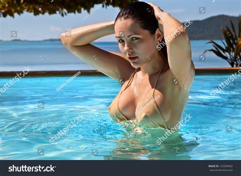 Beautiful Girl Bikini Swimming Pool Stock Photo Shutterstock