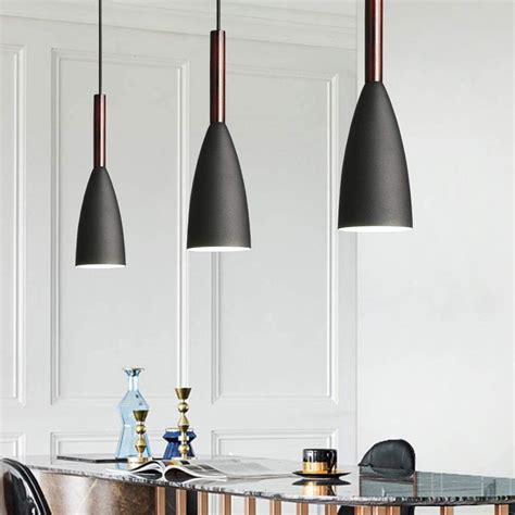 Modern Single Light Wood Pendant Light Fixture Metal Ceiling Lamp