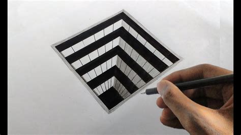 How To Draw A 3d Square Hole Very Easily 3d Drawing On Paper 04 Youtube