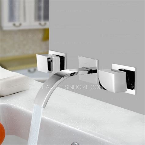 Vitreous china is the most known material used but we have several constructed of fireclay and resin. Modern Three Hole Wall Mount Waterfall Bathroom Sink Faucet