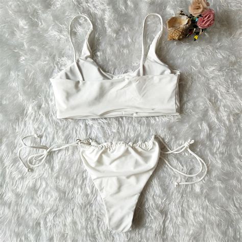 China Young Girls Nude Color Low Cut Bathing Suit String Brazilian