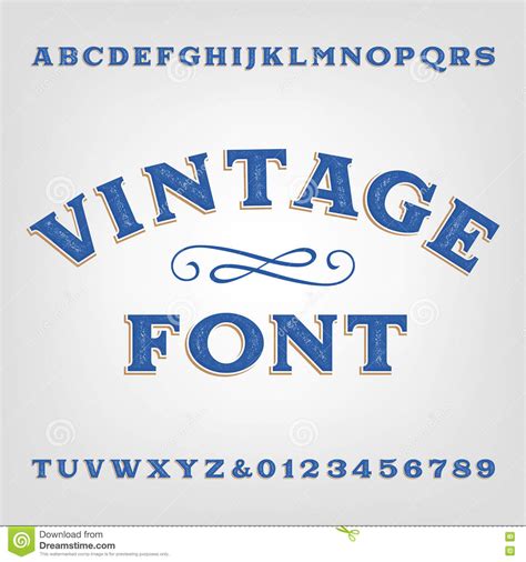 Vintage Alphabet Font Scratched Type Letters And Numbers Stock Vector